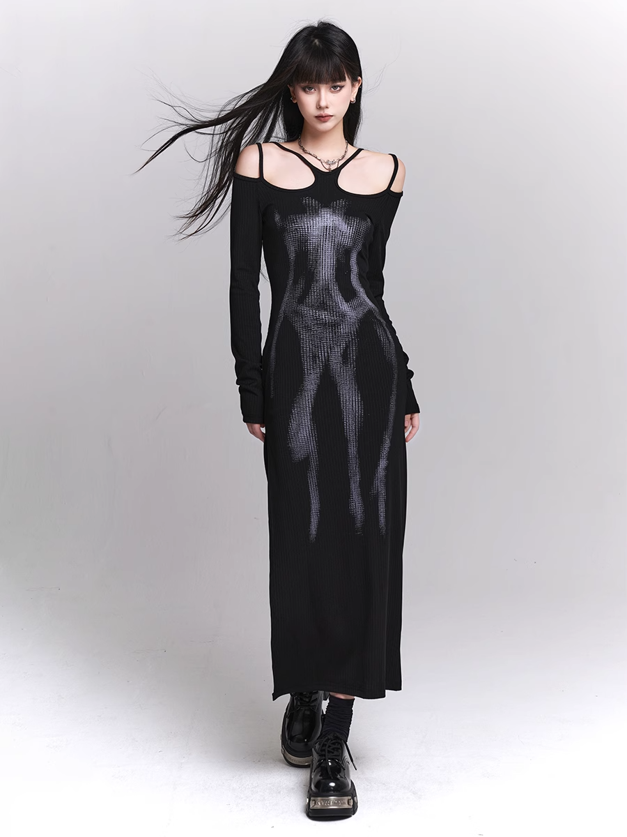 black suspender dress/lg1133