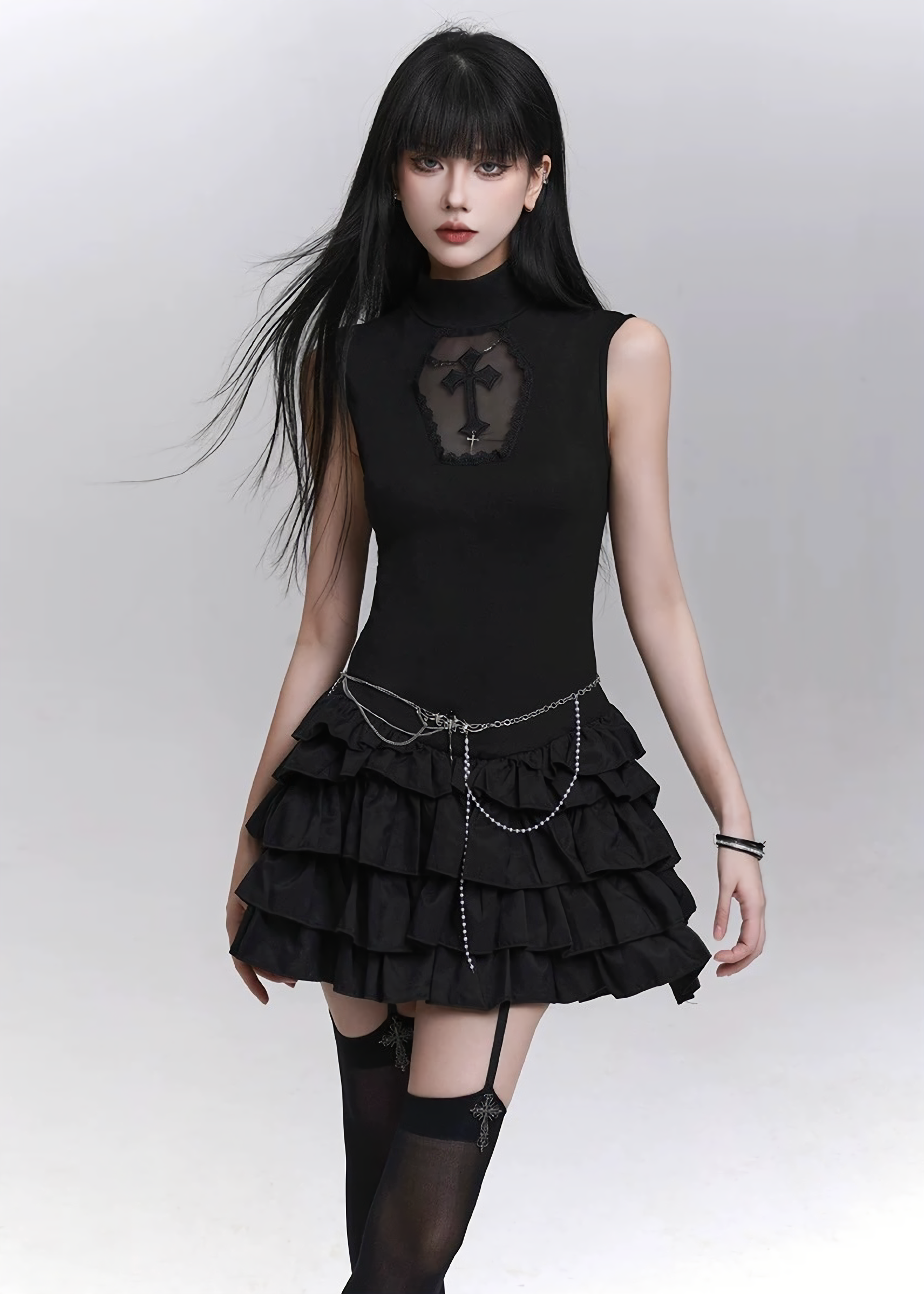 andwang double frill mini dressMサイズBLACK andwang double frill mini dressMサイズBLACK andwang double frill