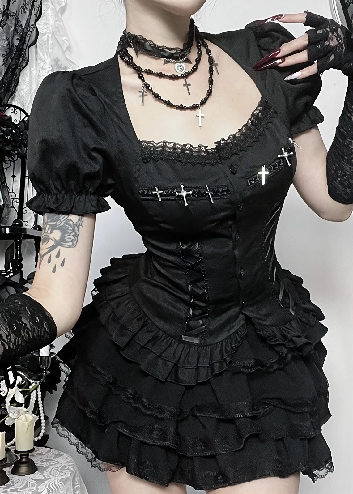 【 最終価格 】poI frill bustier skirt black frill bustier skirt | PoI