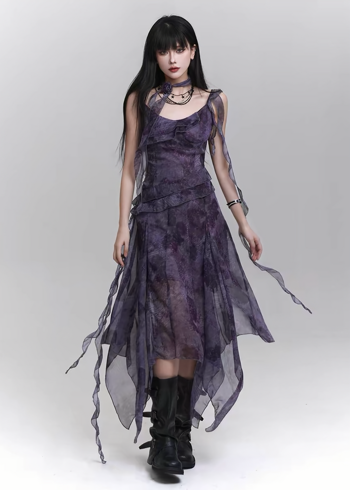 MISTY PURPLE ASYMMETRY DRESS / LG1118
