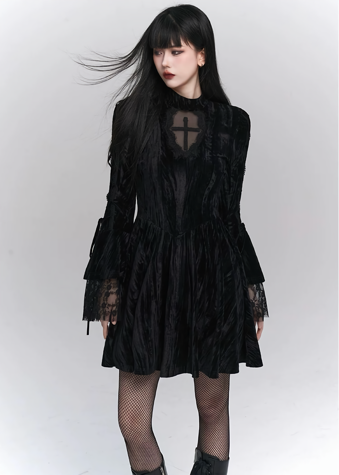 goth velvet lacing mini dress / lg1139