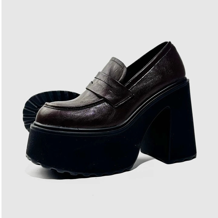 CHUNKY PLATFORM LOAFER HEELS / V1163