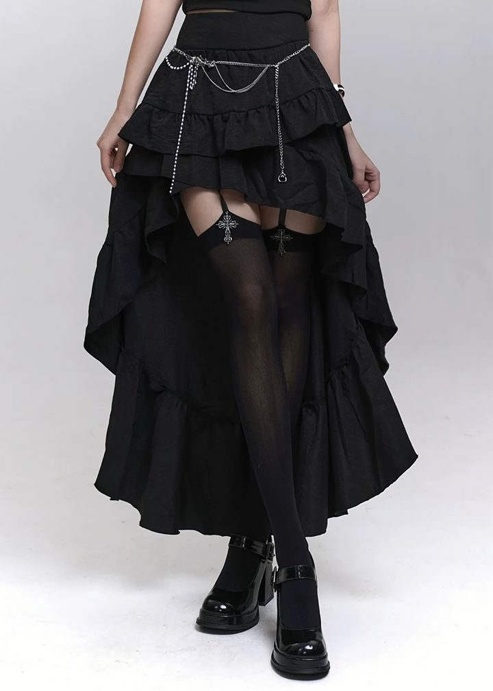 Gothic Frill Asymmetry Skirt / LG1297_e4r