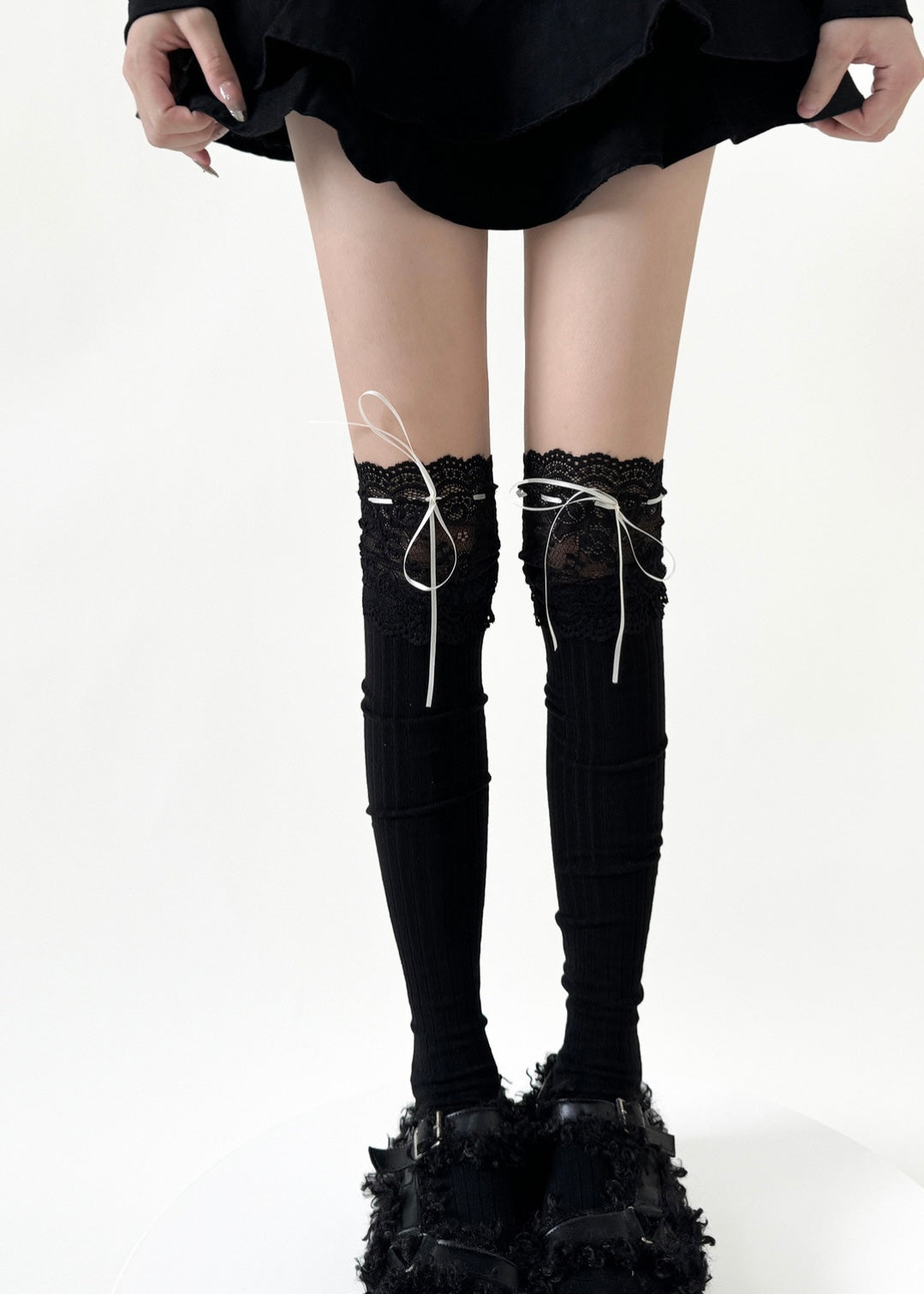 ribbon lace high socks / LG1226