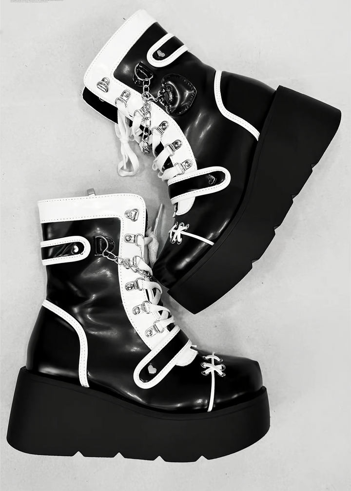 MONO BUCKLE PLATFORM BOOTS / V1190