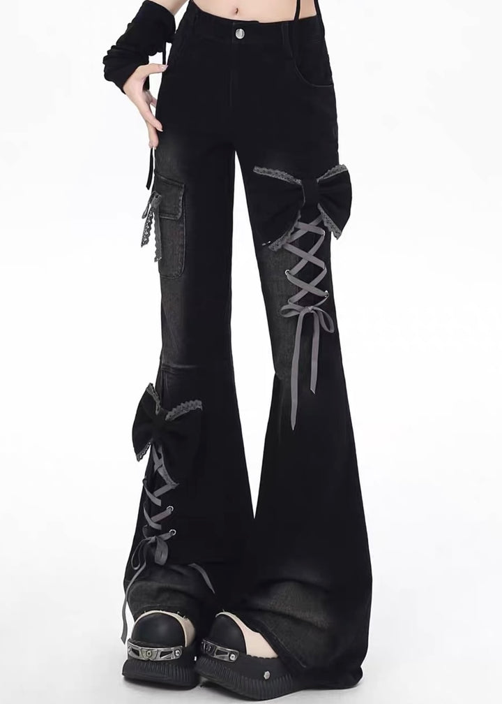 DARK RIBBON FLARE PANTS / LG1653