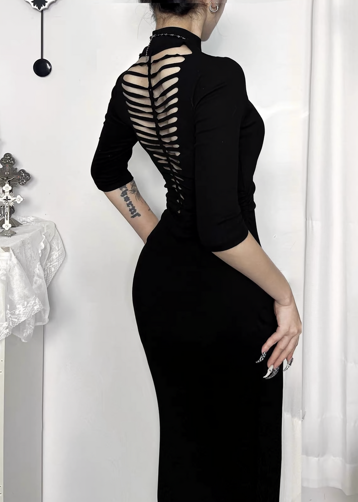 GOTHIC CUTOUT LACE-UP LONG ONEPIECE / LG1698