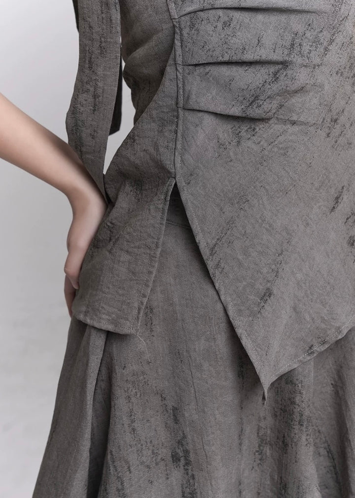 Layered crop top and pleated skirt set / lg1319