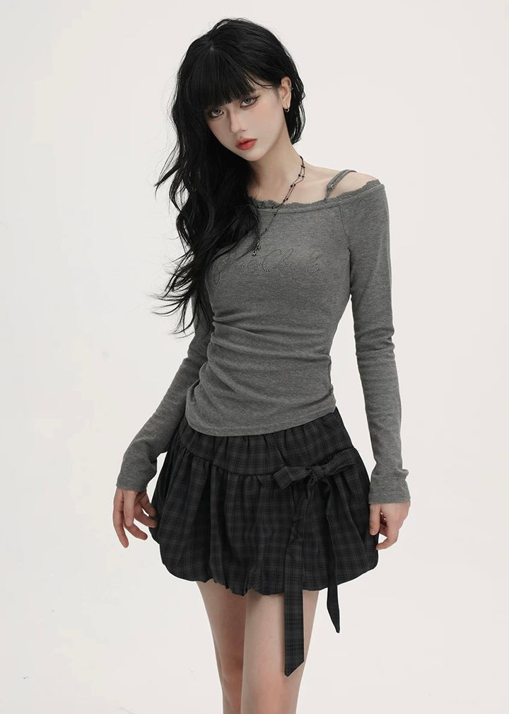 Asymmetry Off Shoulder Logo Top / LG1385