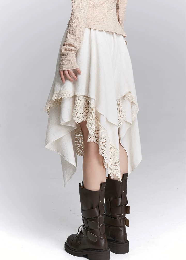 Layered Asymmetry Lace Skirt / LG1444