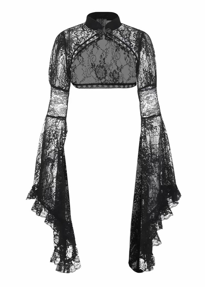 VELVET LACE DRAPE DRESS / LACE BELL SLEEVE BOLERO / LG1731