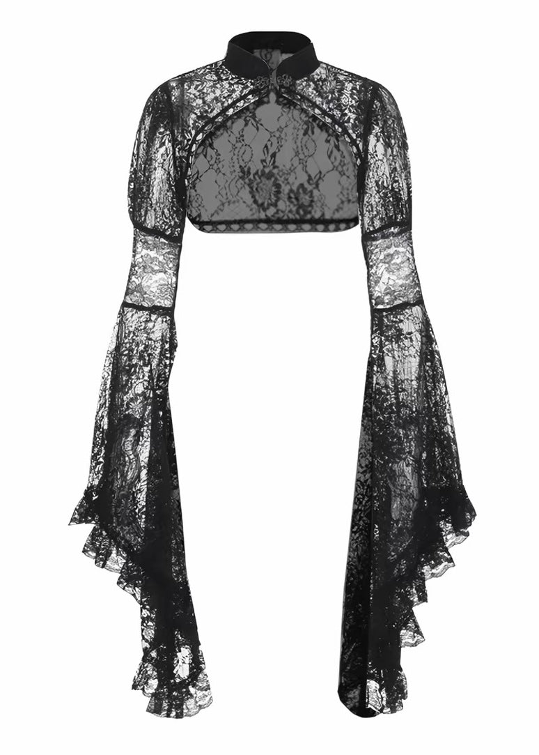 VELVET LACE DRAPE DRESS / LACE BELL SLEEVE BOLERO / LG1731