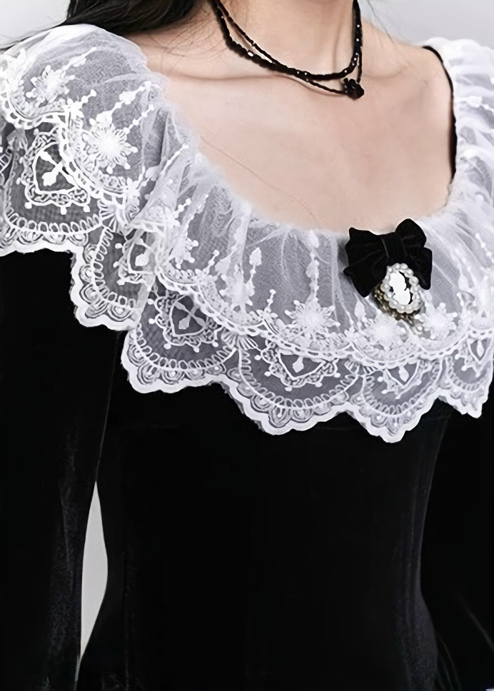 LUNA LACE VELVET DRESS / LG1465