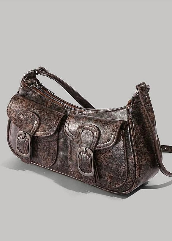 DOUBLE BUCKLE VINTAGE SHOULDER BAG / B1117