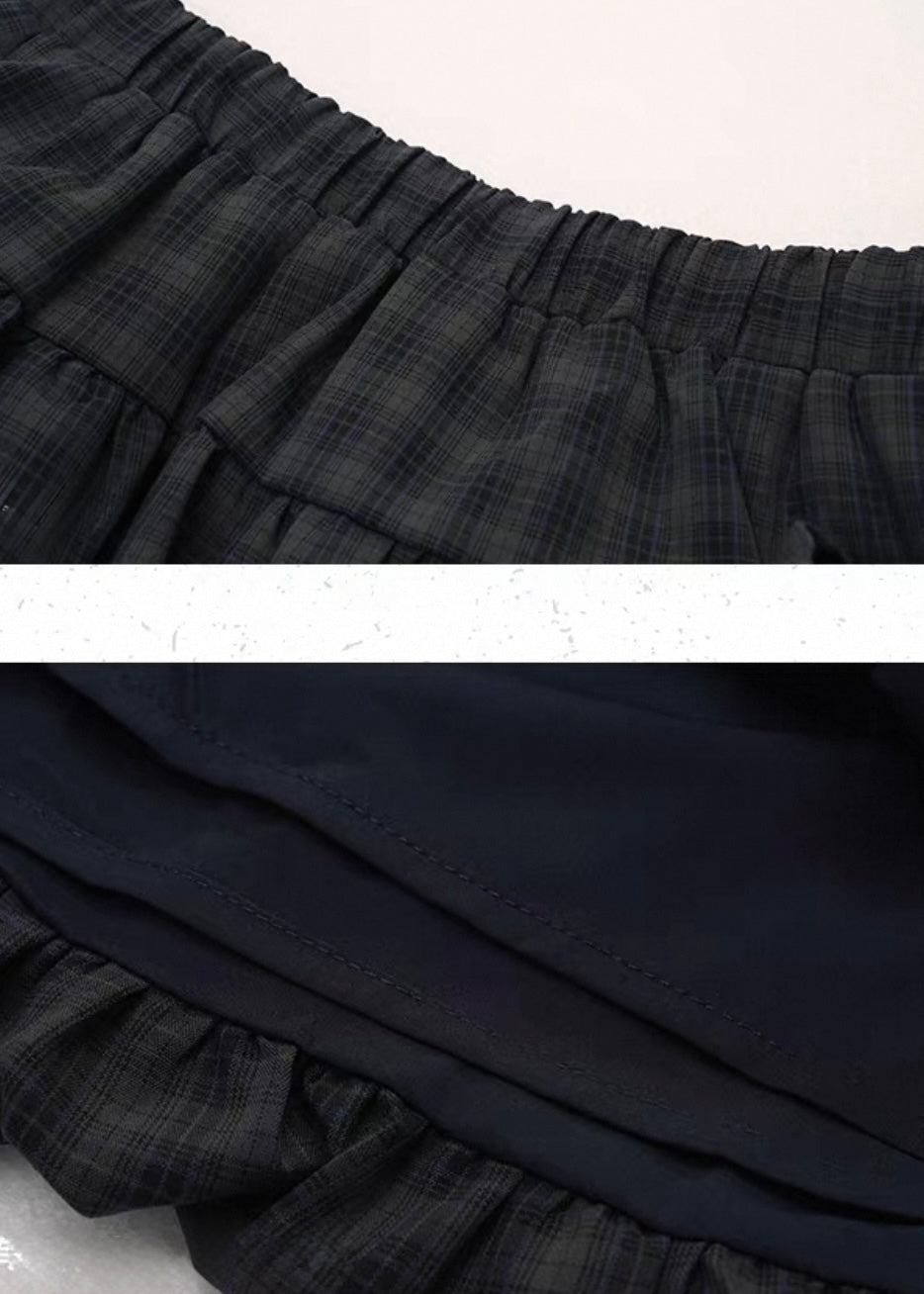 Check Ribbon Balloon Skirt / LG1386