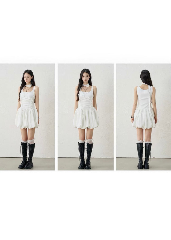 ROSE CHOKER BALLOON MINI DRESS / LG1596