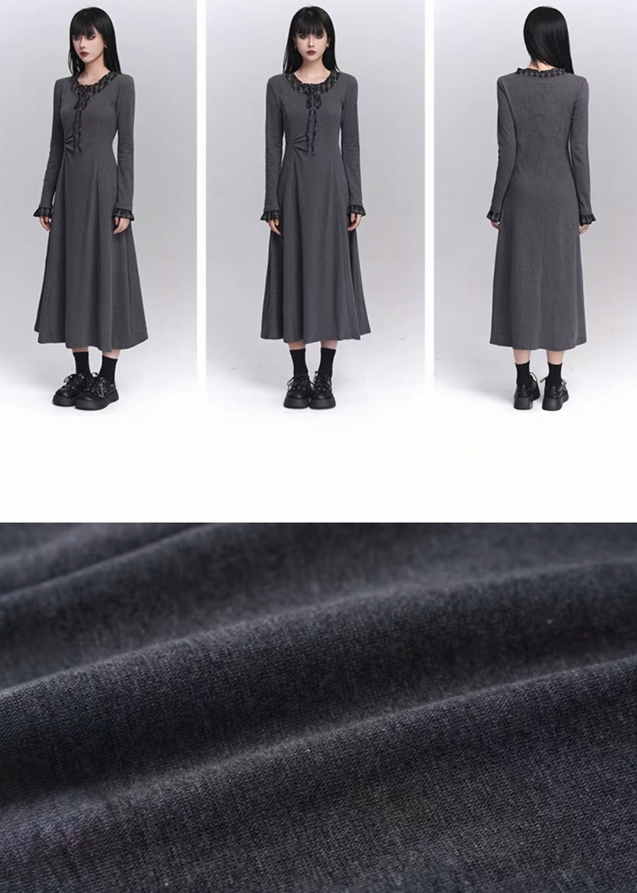 RUFFLED GOTHIC LONG DRESS / LG1433