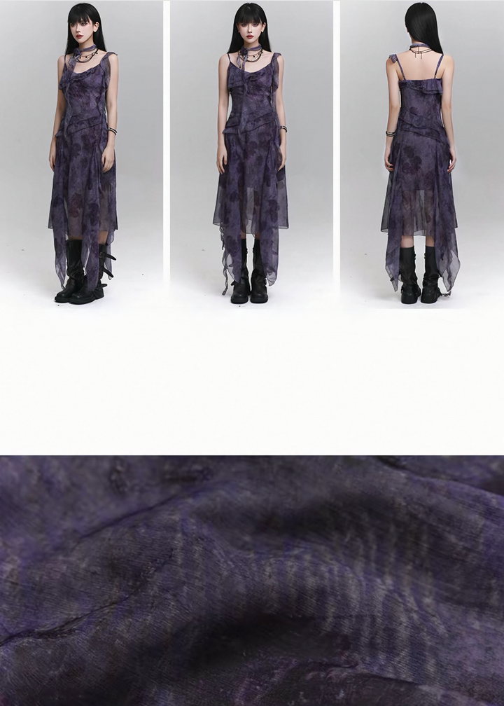 MISTY PURPLE ASYMMETRY DRESS / LG1118