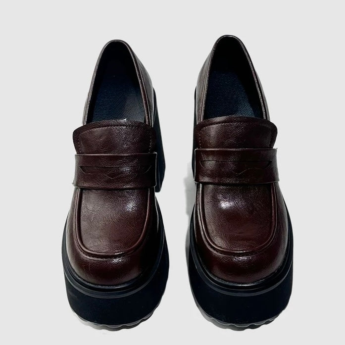 CHUNKY PLATFORM LOAFER HEELS / V1163