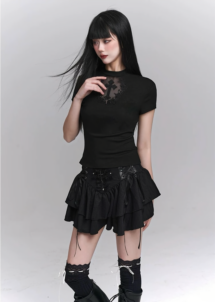 CROSS TURTLENECK SLIM FIT TOPS / LG1265_E4R