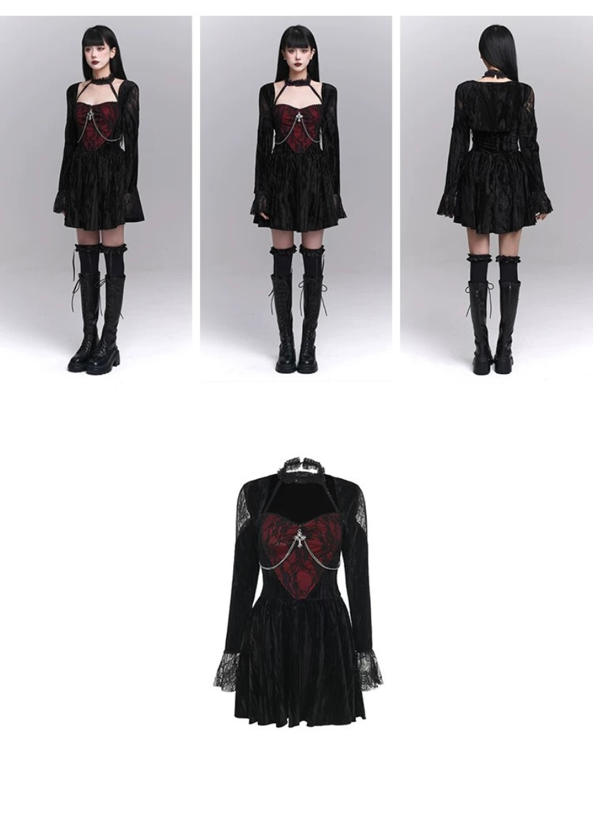 gothic frill velvet dress / LG1217