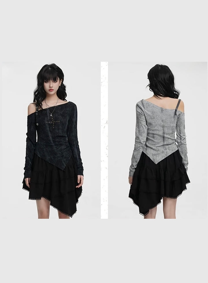 ASYMMETRIC SHOULDER CROSS TOP / LG1422