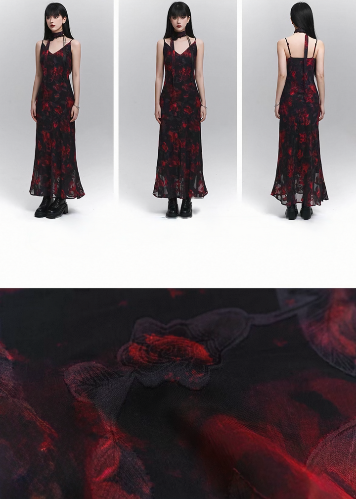 GOTHIC FLOWER CAMI DRESS SET