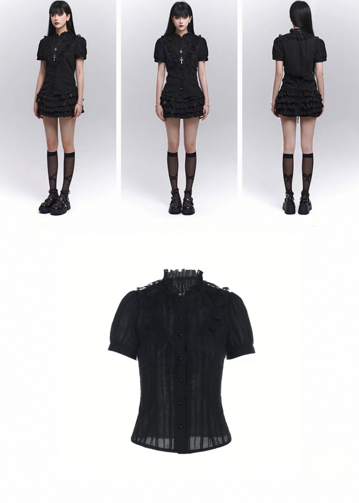Celestial Cross Ribbon Blouse / LG1275_e4r