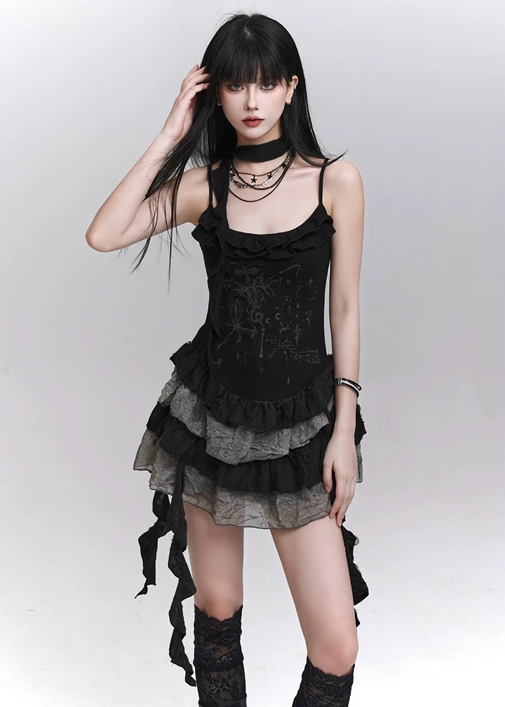 Layered frill gothic camisole dress / LG1291 