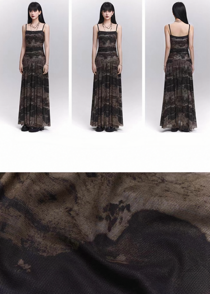 Abstract Noir Cami Dress / lg1327 