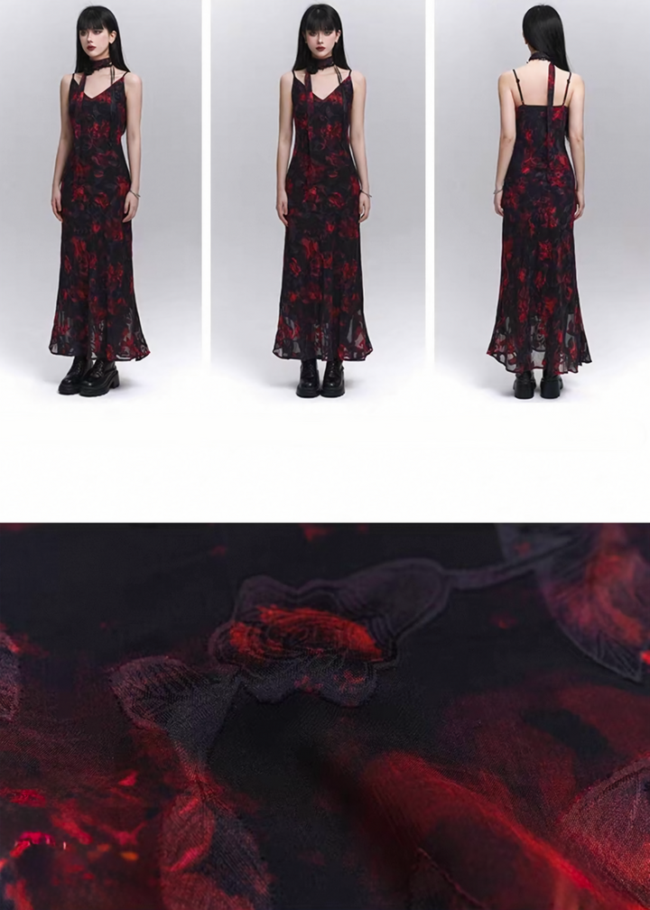 Dark Flower Long Cami Dress/lg1273_e4r