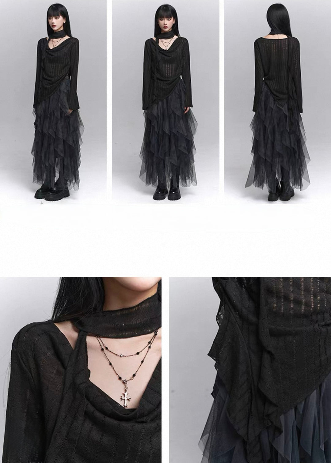 Shadow Veil Knit Top / lg1350_e4r