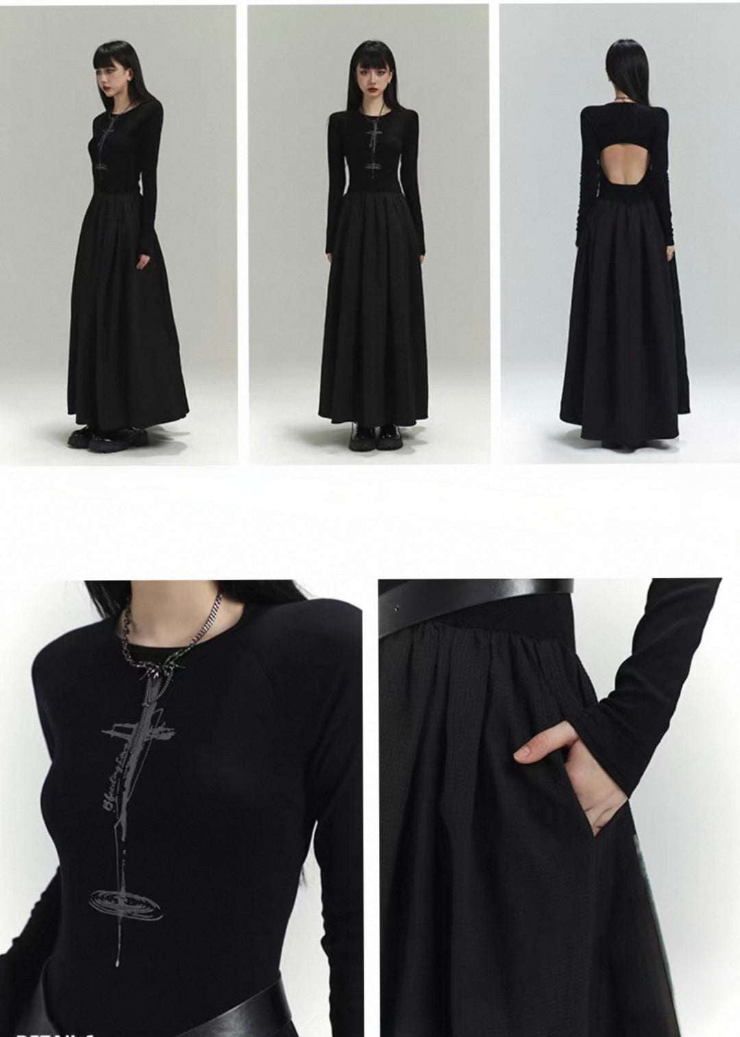 Gothic Back Open Long Dress / lg1135