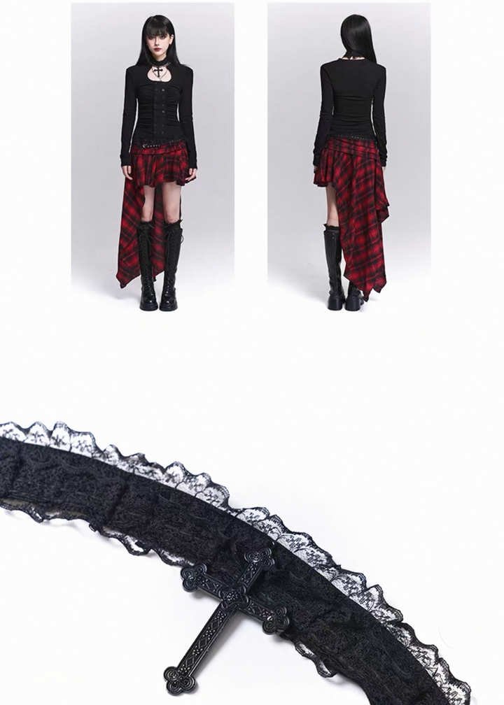 GOTHIC CROSS CHECK SKIRT SET