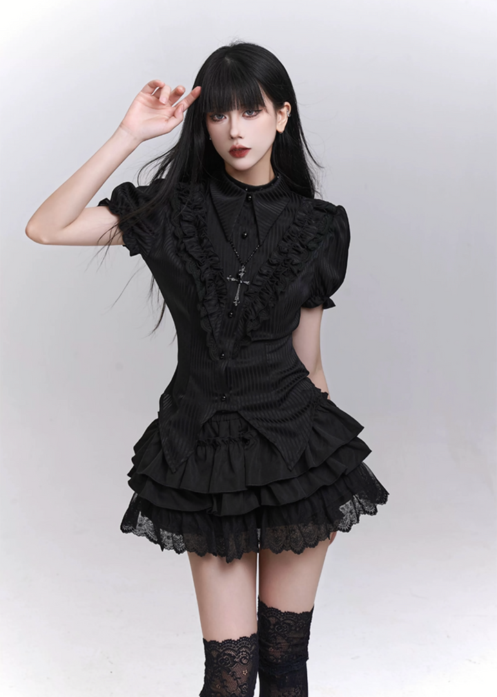 REQUIEM RUFFLE PUFF SLEEVE SHIRT / LG1308
