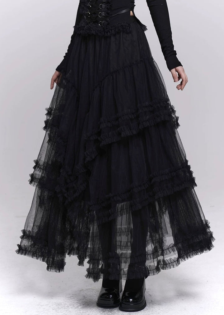 IRREGULAR LACE LAYERED SKIRT / LG1549