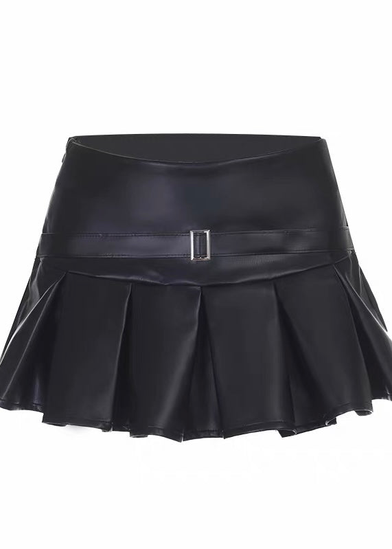 DARK LEATHER PLEATED SET / LG1650