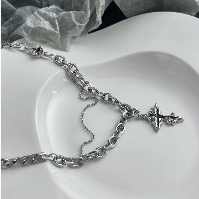 Double Chain Cross Necklace / A1147