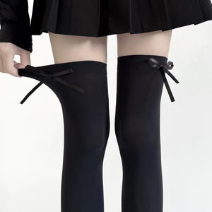 SIDE RIBBON OVER-KNEE SOCKS / A1161