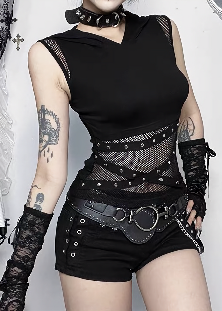 MESH HOODED TOP / LG1639