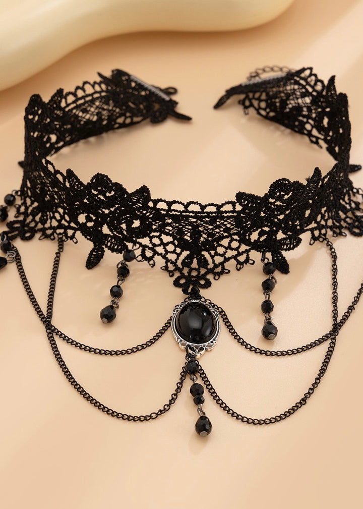 Lace Chain Tassel Choker / A1135