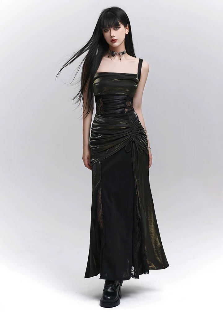Shiny lace long dress / lg1272