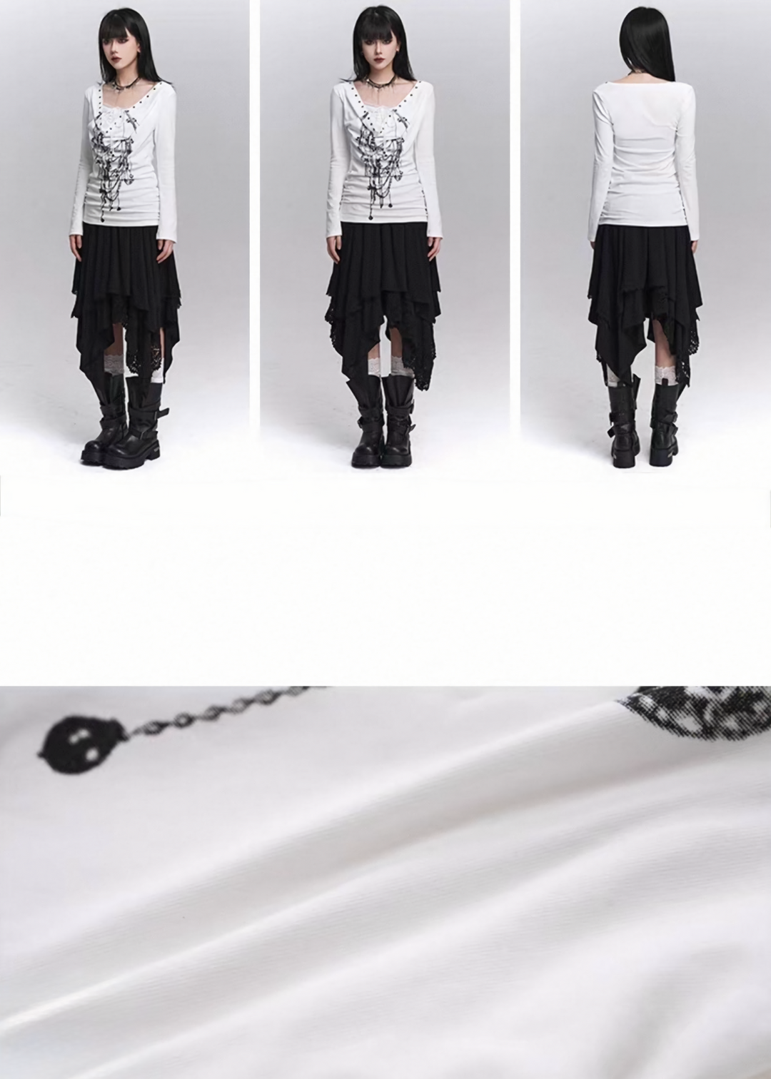 Chain Corset Long Sleeve Top / LG1443