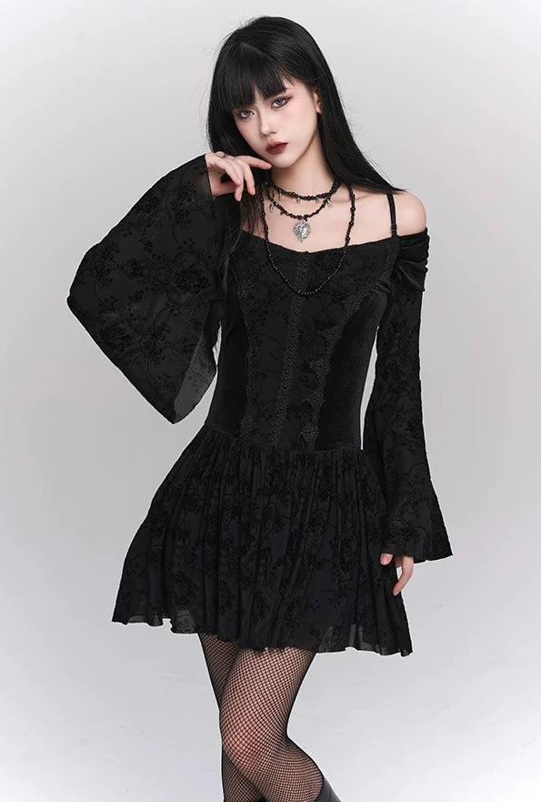 【당일 배송】black one shoulder strap dress / LG1173 