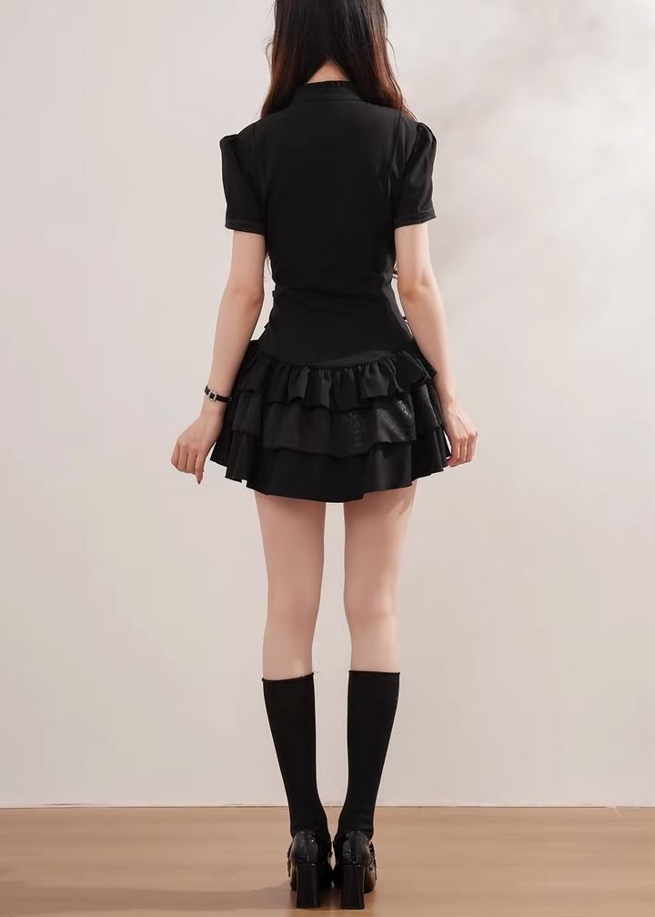 GOTHIC FRILL CORSET MINI DRESS / LG1561