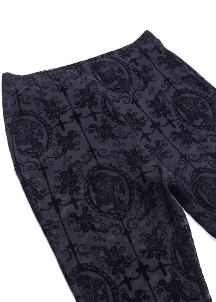 LACE FLARE SEE-THROUGH PANTS / LG1188_e4r