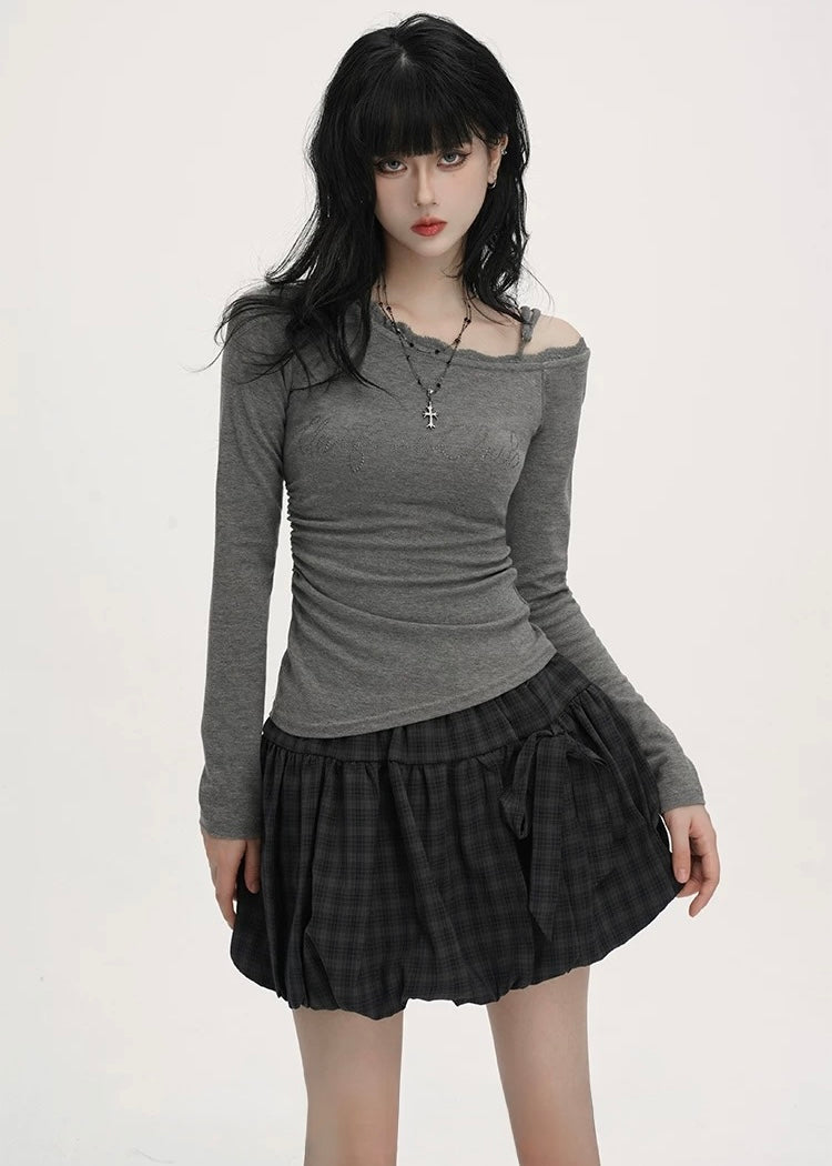 Asymmetry Off Shoulder Logo Top / LG1385