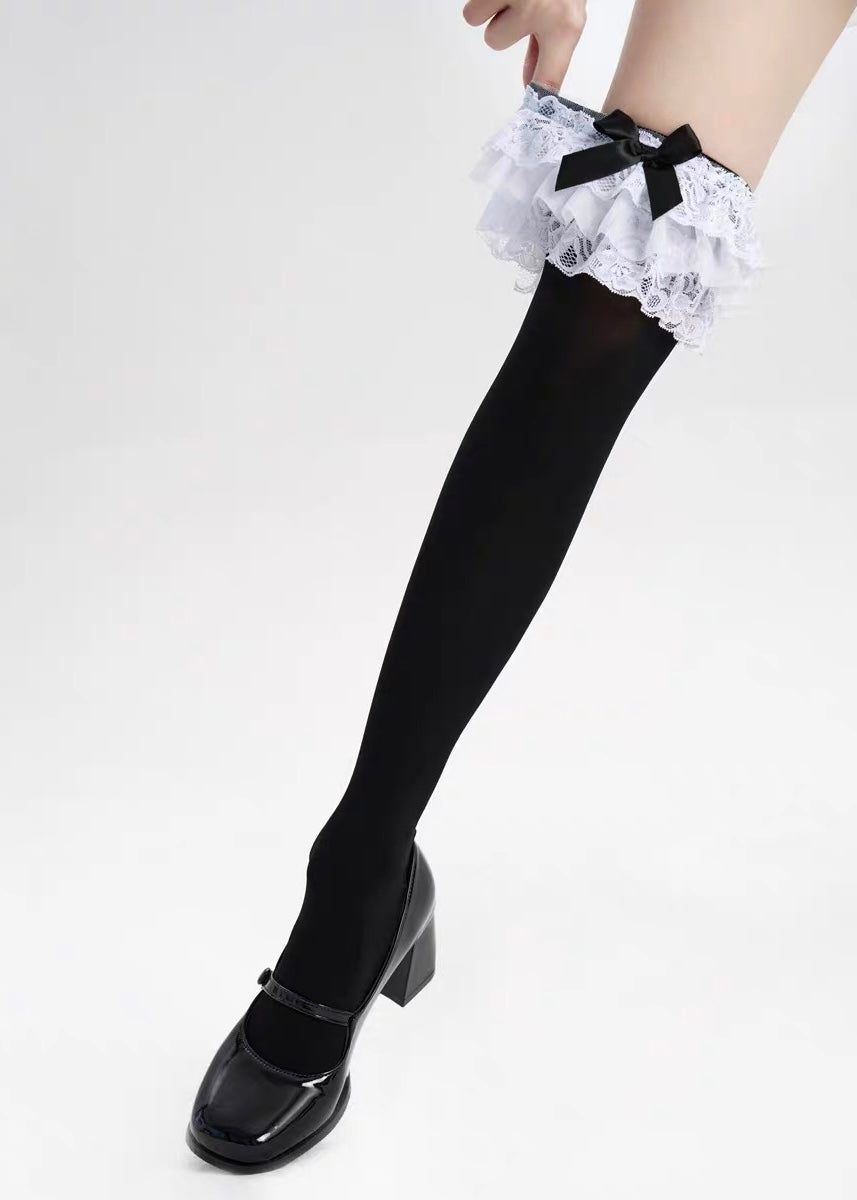 RIBBON LACE OVER-KNEE SOCKS / A1145