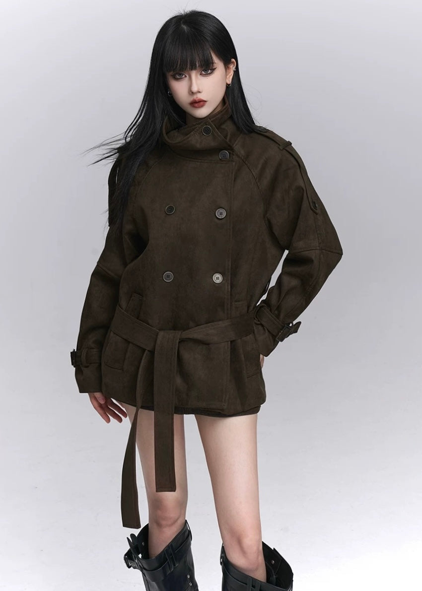 VELVET MILITARY SHORT TRENCH JACKET / LG1432