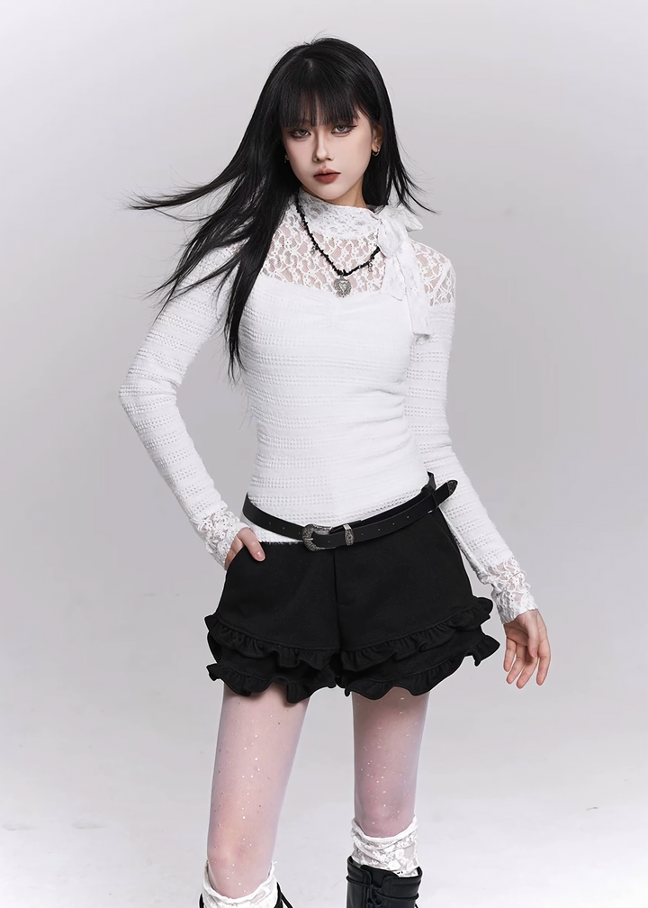 Lace High-Neck Slim Fit Top / LG1508